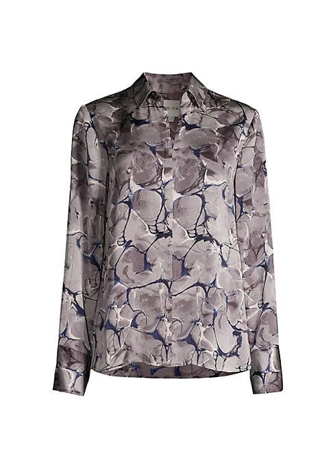 Satin Cloud Print Blouse