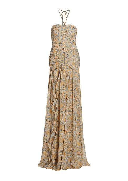 Paisley Silk Halter Gown