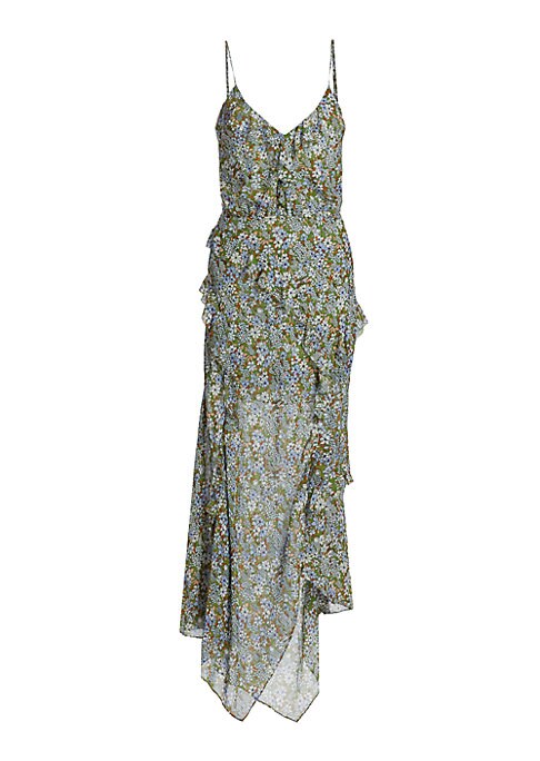 Floral Ruffle Asymmetrical Dress