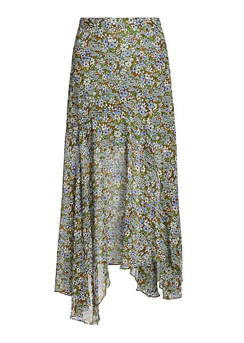 Floral Silk Maxi Skirt