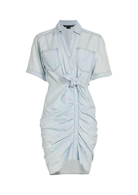 Chic Ruched Chambray Dress