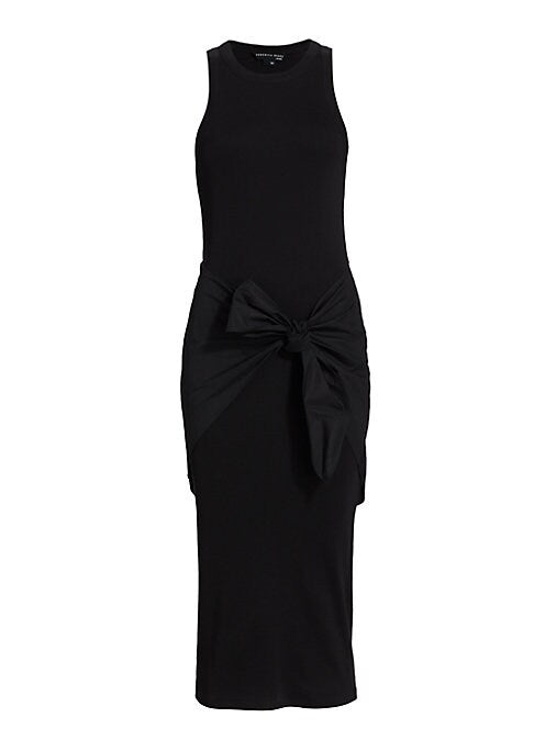 Sleek Tie-Front Midi Dress