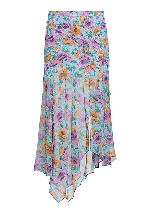 Floral Silk Midi Skirt