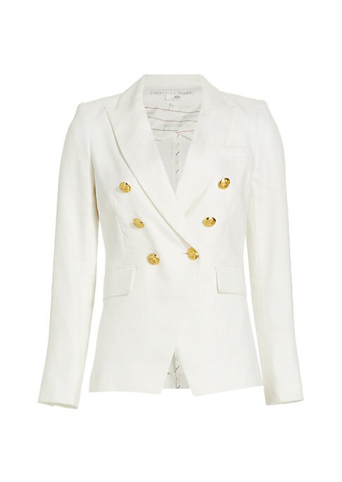 Linen Blend Double-Breasted Jacket