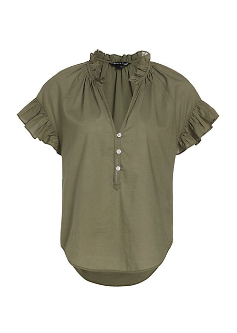 Ruffled Cotton V-Neck Top