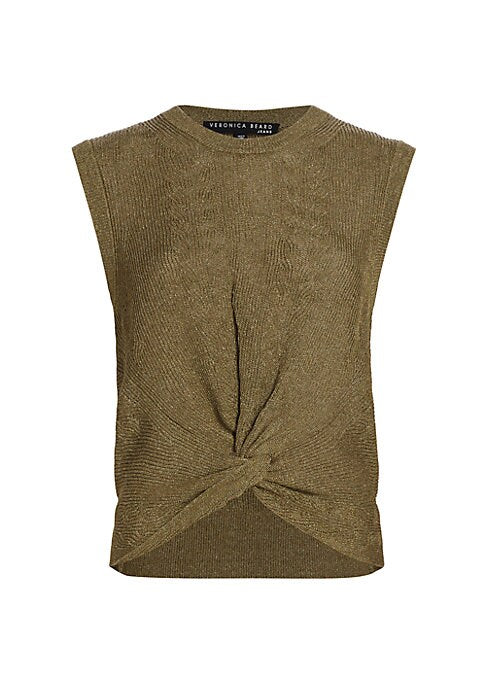 Twist-Front Linen Sweater Vest