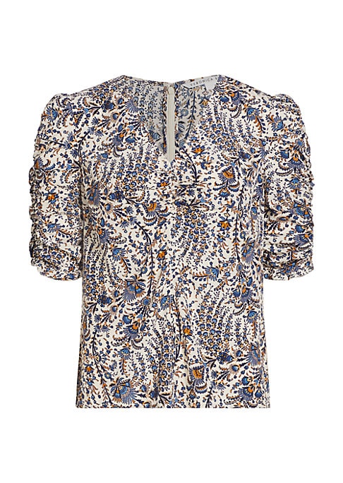 Floral Ruched Silk Top