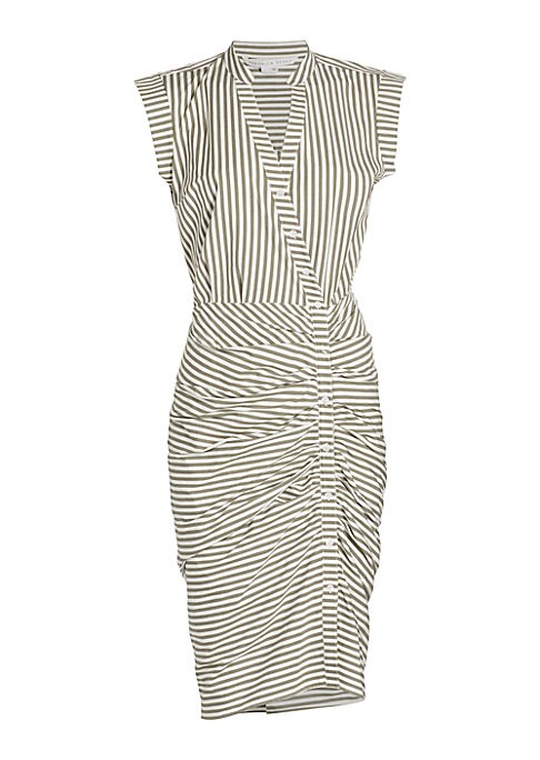 Stripe Ruching Midi Dress