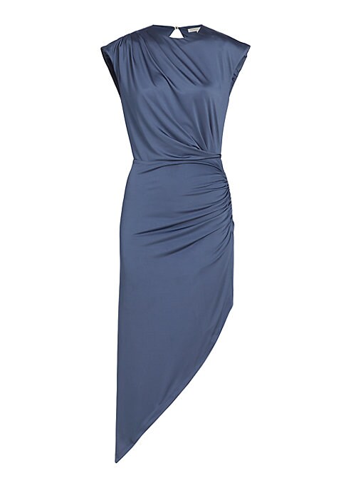 Asymmetric Ruched Midi Dress