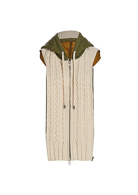 Water-Repellent Cable-Knit Hoodie