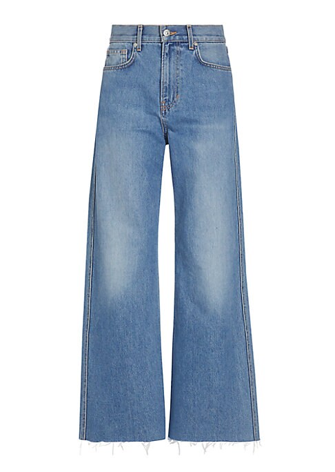 Cropped Denim Wide-Leg Pants