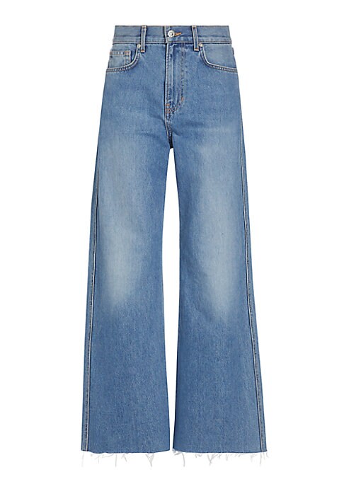 Cropped Denim Wide-Leg Pants