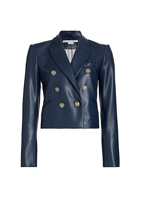 Cropped Faux Leather Blazer