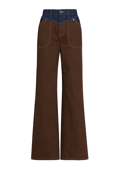 Western Colorblock Wide-Leg Trousers