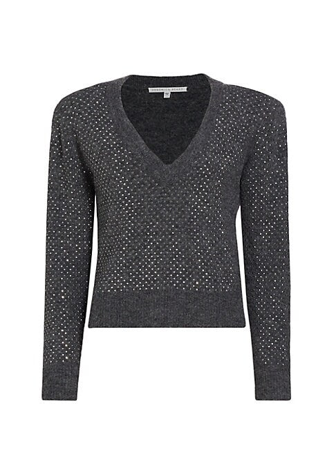 Studded Alpaca V-Neck Sweater