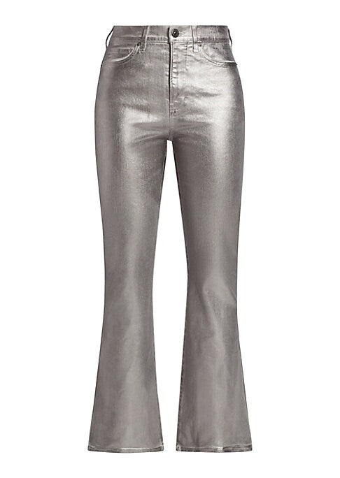 Metallic Flare Ankle Jeans