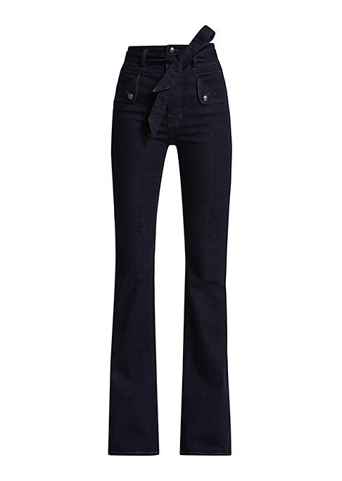 Belted Flare Denim Trousers