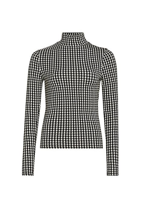 Chic Houndstooth Turtleneck Top