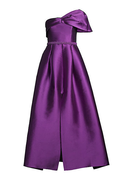 Flared Satin Evening Gown