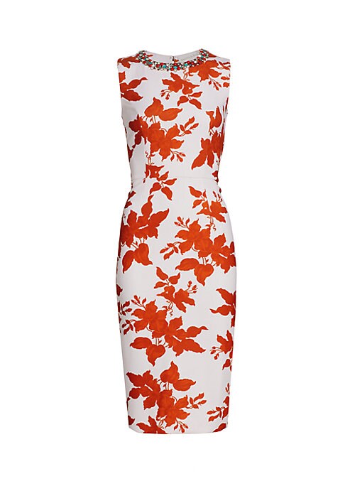 Floral Bead-Embellished Midi Dress