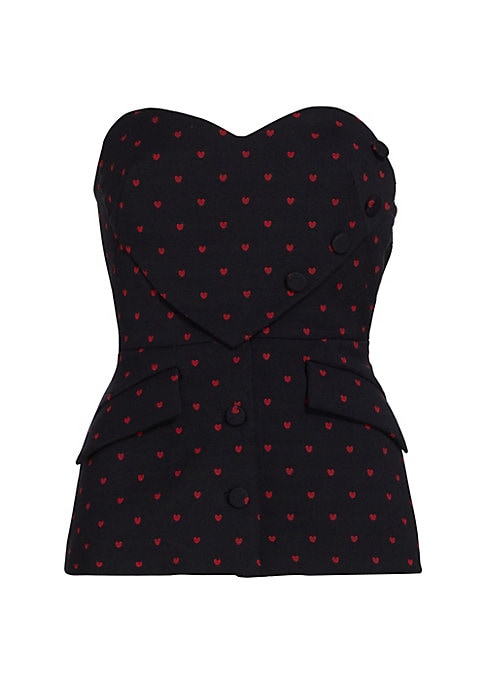 Heart-Print Bustier Top