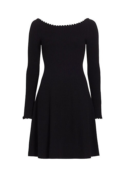 Scallop Trim Fit-and-Flare Dress