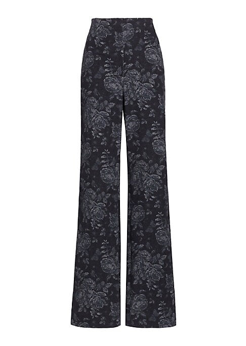 Floral High-Waist Denim Trousers