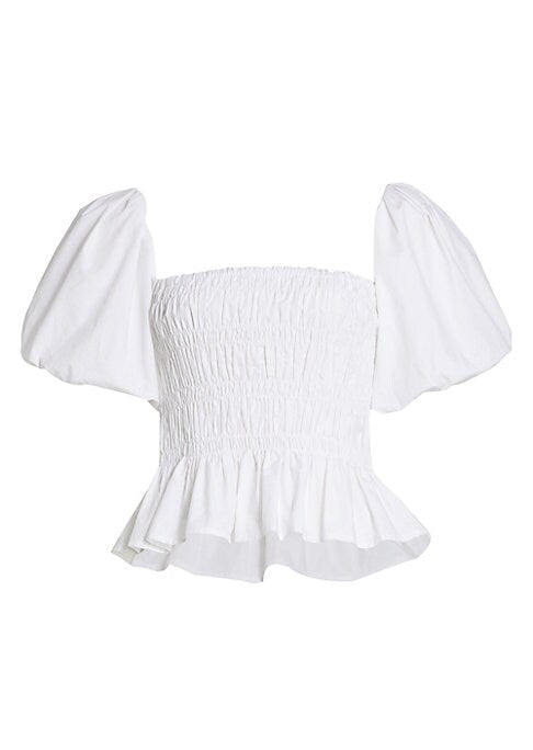 Ruffled Cotton Peplum Top