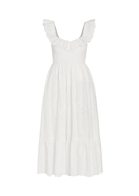 Ruffled Eyelet Midi Dress