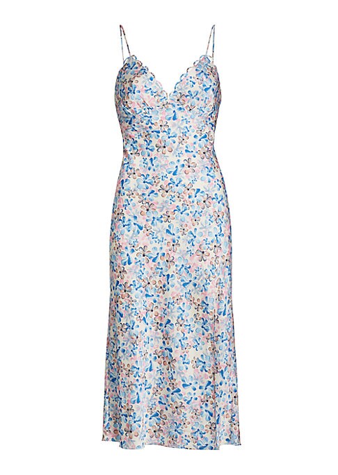 Floral Satin Slit Dress