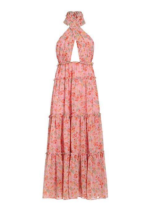 Floral Tiered Halter Dress