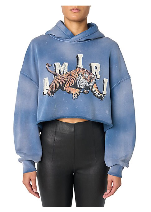 Tiger Graphic Crop Hoodie