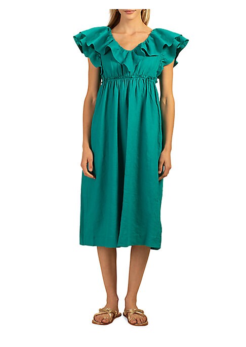 Ruffled Empire Linen Dress