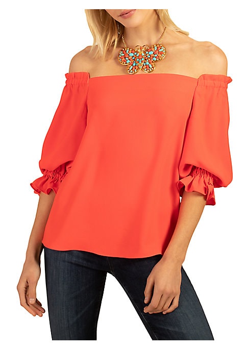 Ruffled Off-Shoulder Chiffon Top