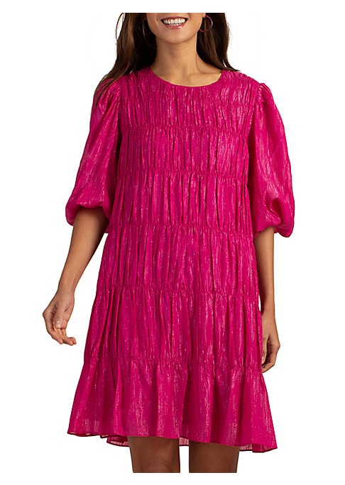 Glittery Puff Sleeve Dress
