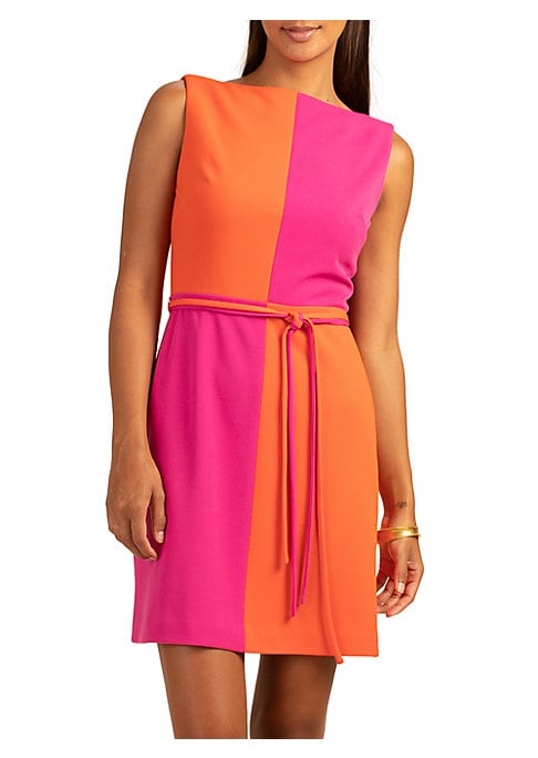 Chic Colorblock Tie Dress