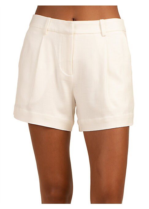 Pleated Twill High-Rise Shorts