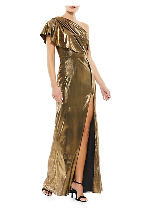 Chic Metallic Draped Gown