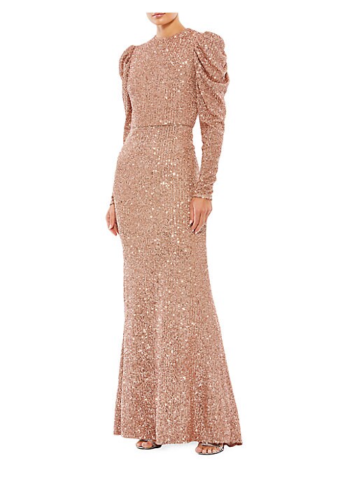 Glistening Puff-Sleeve Gown