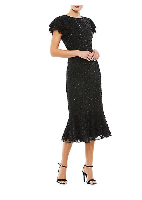 Beaded Flutter Midi Dress