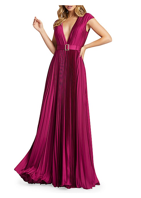 Elegant Satin Pleat Gown