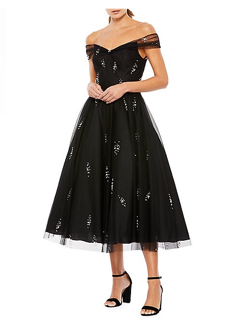 Pearl-Embellished Tulle Dress