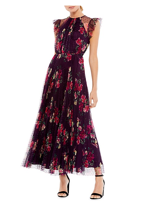 Floral Pleated A-Line Dress