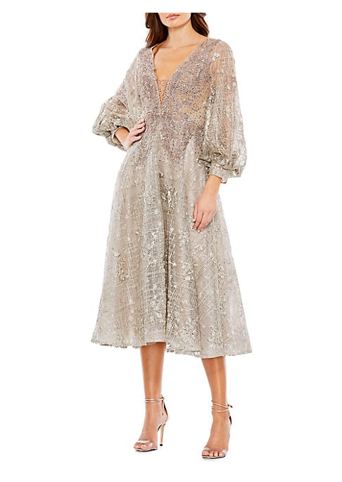 Glistening Lace Midi Dress