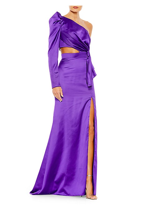 Elegant Satin Cut-Out Gown