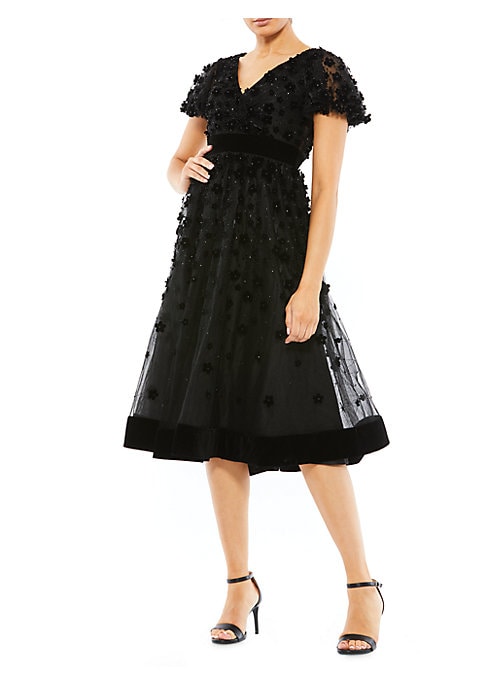 Elegant Velvet Floral Dress