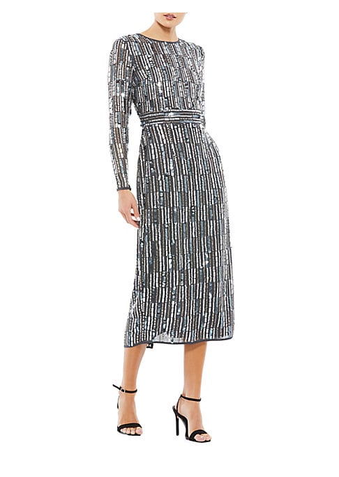 Beaded A-Line Midi Dress