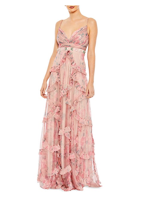 Ruffled Floral Elegance Gown