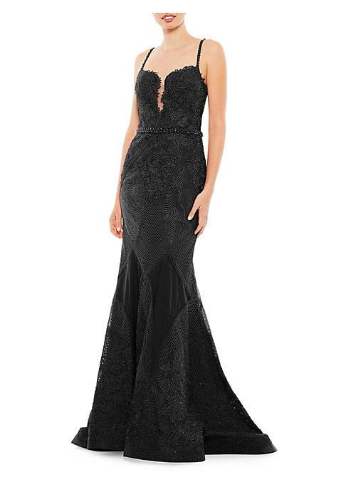 Embroidered Lace Trumpet Dress