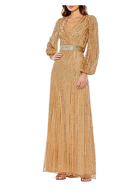 Sparkling Sheer Sleeve Gown